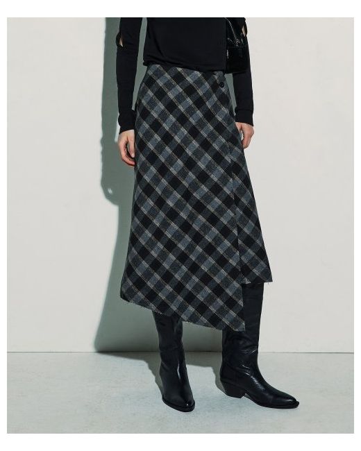 current Asymmetric Wrap Skirt Grey