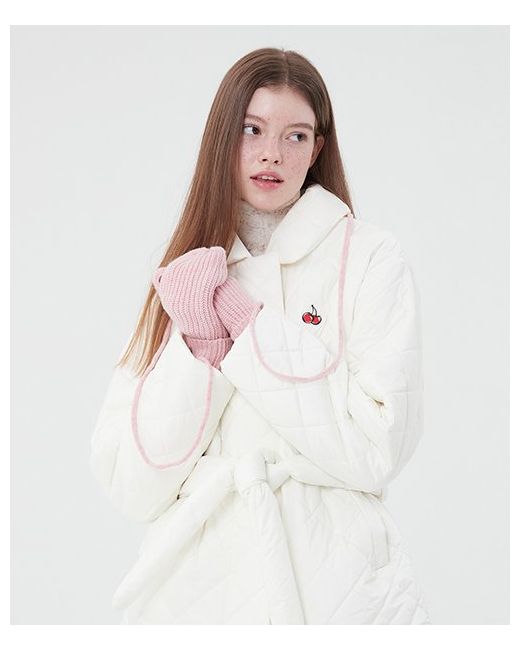 kirsh Cherry Loose-fit Quilted Jacket Ivory