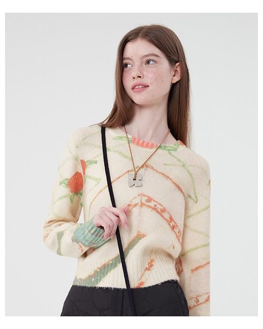 kirsh Cherry Print Knit Sweater