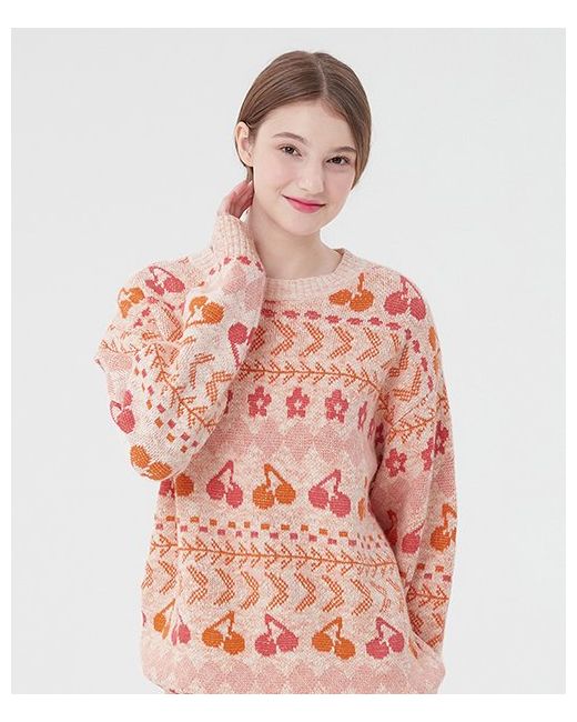 kirsh Cherry Pattern Knit Sweater