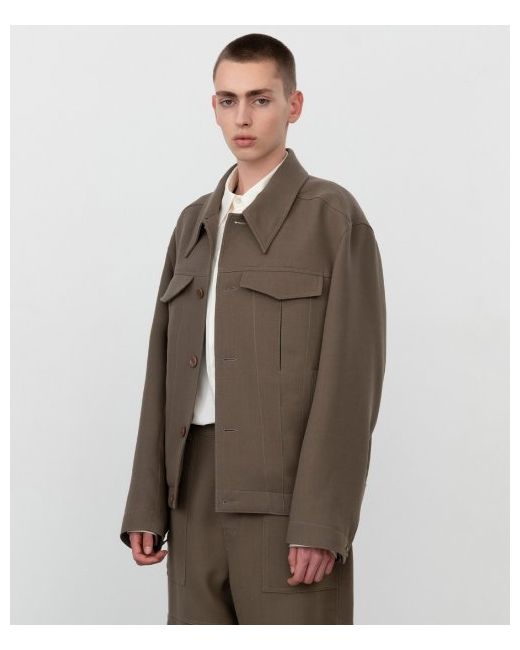 insilence Wool Double Cloth Jacket Sand Brown
