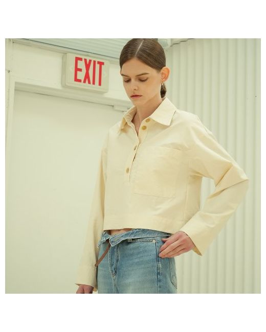 acud Wide Sleeve Cropped Blouse Cream