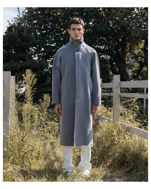 decoroso Balmacaan Wool Long Coat Grey
