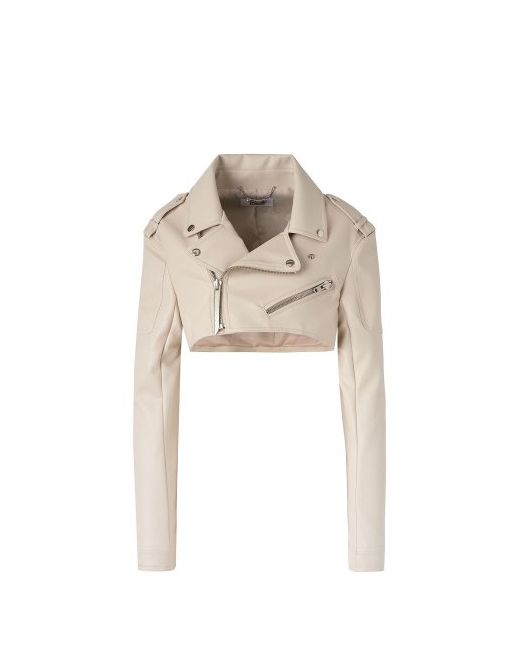 lsd Runway Cropped Artificial Leather Jacket Ivory