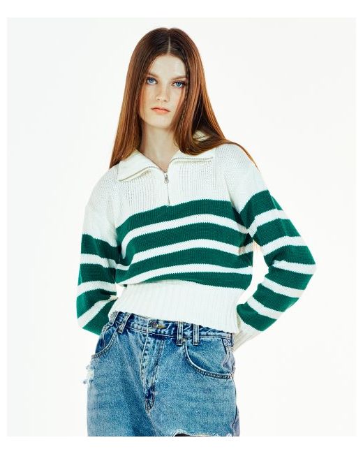 amesworldwide Stripe Half Zip Sweater Ivory