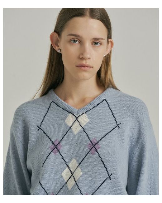 ahwe Argyle V-Neck Pullover KnitSKY
