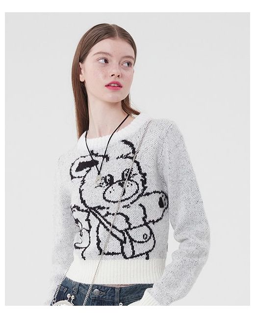 kirsh Witty Bunny Cropped Knit Sweater Melange