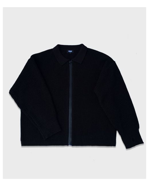 respect wool blend knit zip-up collar cardigan