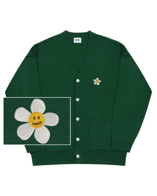 graver Flower Dot Embroidered Knit Sweater CardiganGreen