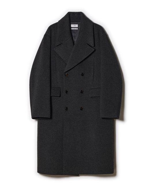 node Double Breasted Coat Deep Charcoal