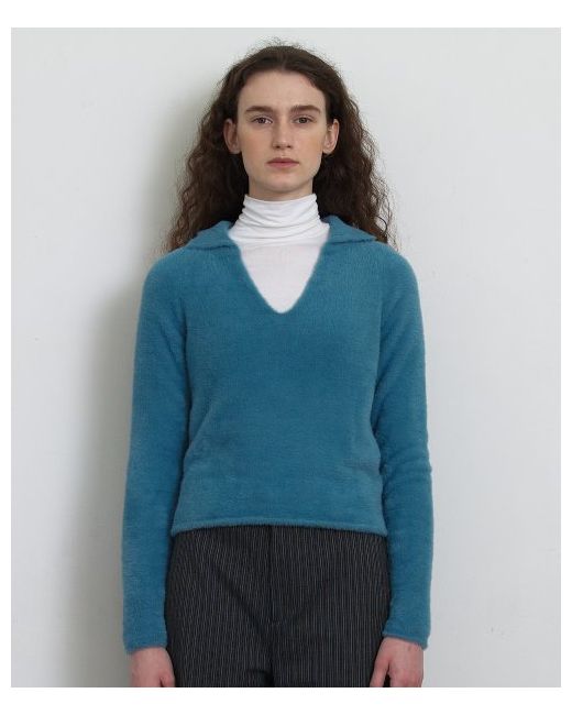 knitly Hairy V-neck collar sweaterSoda