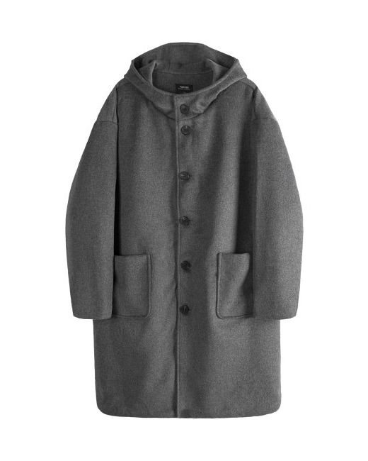 toffee WOOL Oversized Long Hooded Coat GREY T2O005