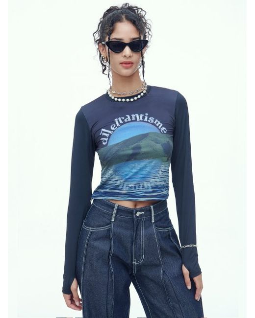 dilettantisme Moon Warmer graphic cropped T-shirt