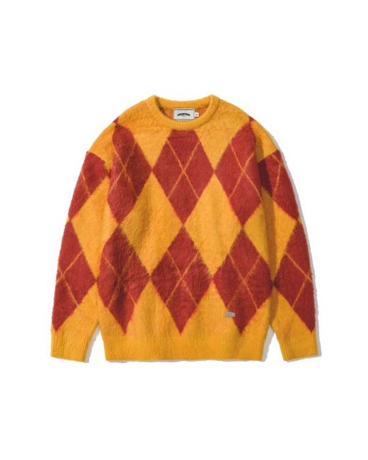 5252byoioi Argyle Brushed Sweater Mustard