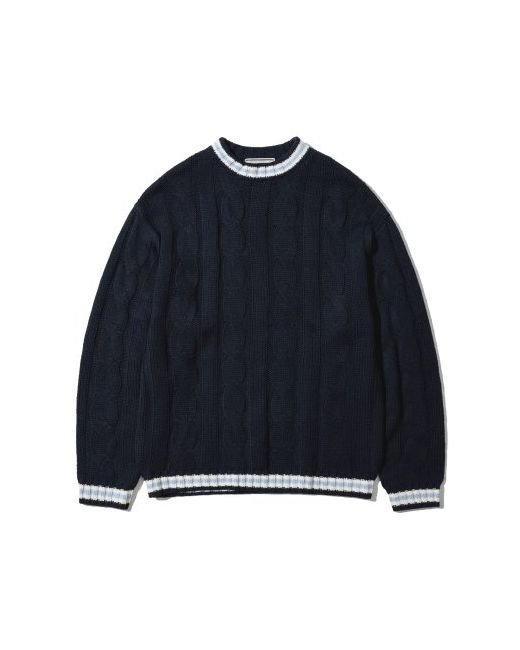 5252byoioi Fivetwo Stamp Cable Sweater Navy