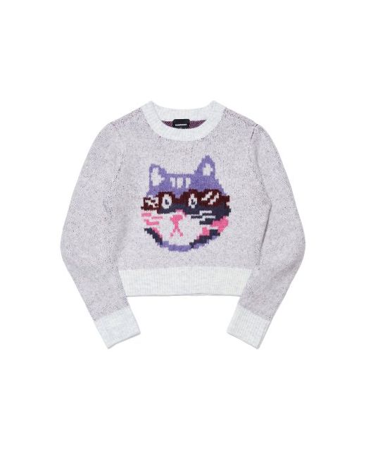 markm W Crop Cat Graphic Sweater Light