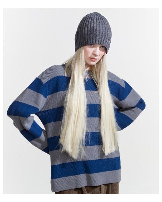 noiago NOI771 Essential Stripe Knit Sweater Navy