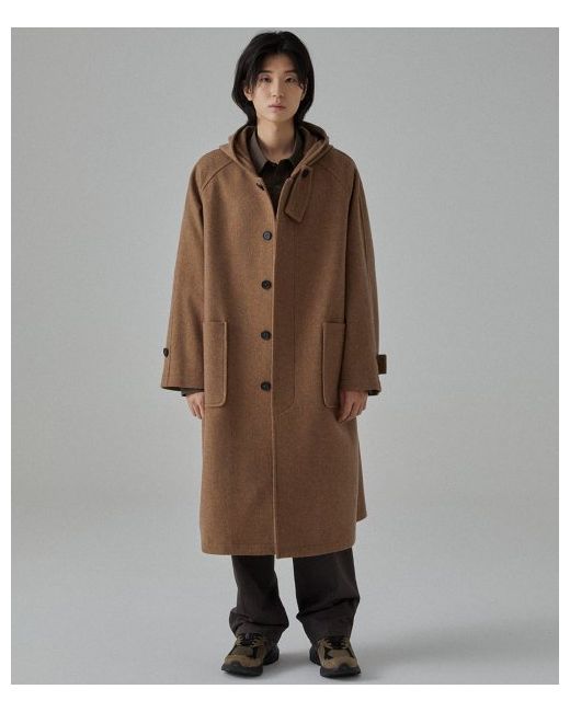 learve Mixed Tape Balmacan Hooded Coat Camel