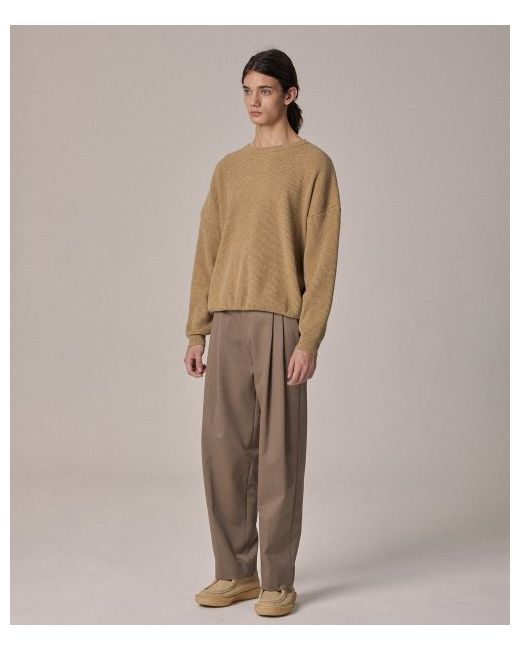 learve Nate Wool Blended Two-Tuck Wide Pants Oatmeal