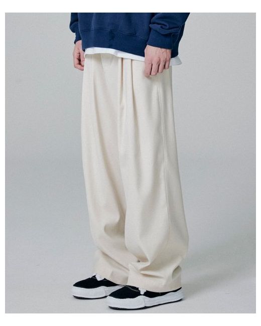 not4nerd TR Two Tuck Wide Pants Ivory