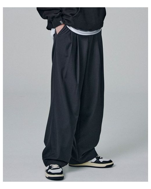 not4nerd TR Two Tuck Wide Pants Charcoal
