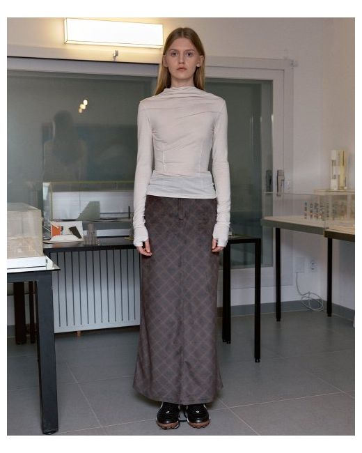 sinoon Flannel Easy Long Skirt Vintage