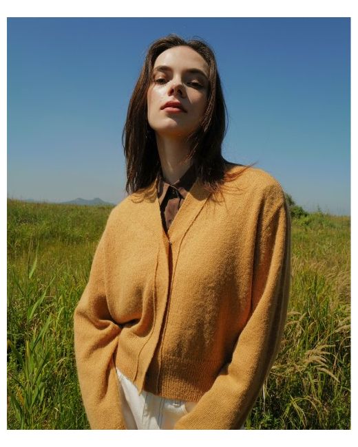 learve Sally Wool Blended Knit Cardigan Camel