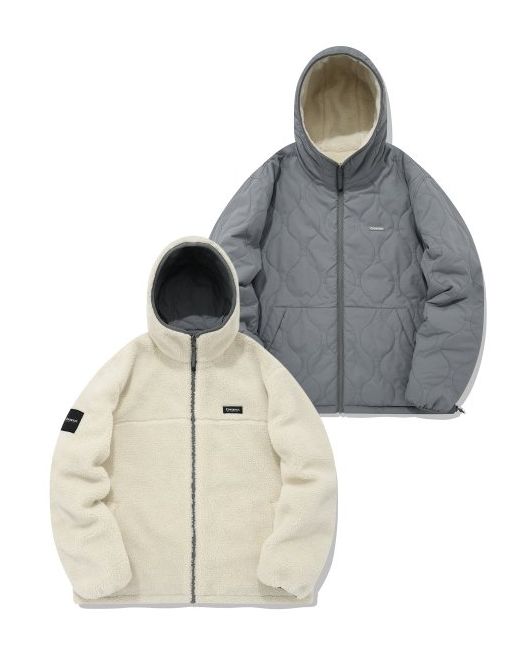 covernat Reversible sherpa hoodie zip-up jacket