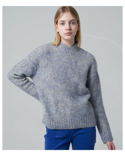 raverous Two Tone Mock Neck Sweater Sky
