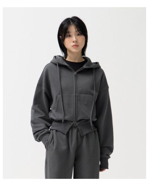 toffee 2WAY Cropped Sweat hooded ZIP UP CHARCOAL