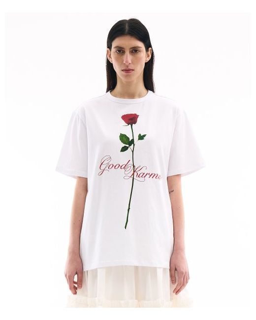 partimentowomen Tall Rose oversized Short Sleeve T-ShirtWhite