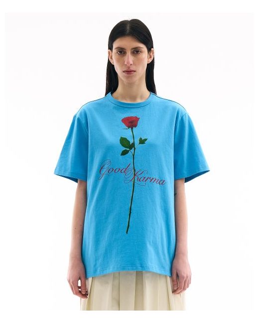 partimentowomen Tall Rose oversized Short Sleeve T-ShirtBlue