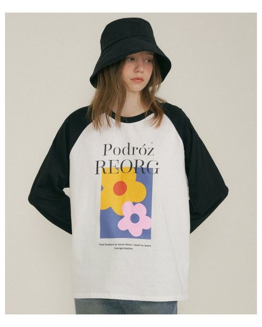 reorg Pod Flower Printing Raglan T-Shirts