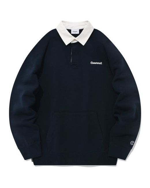 covernat Small Curly Logo Rugby Sweatshirt Navy