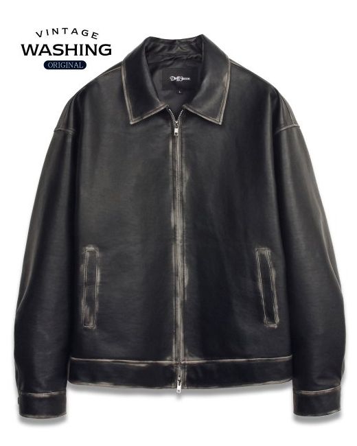 doffjason Loose Fit washed leather single jacket