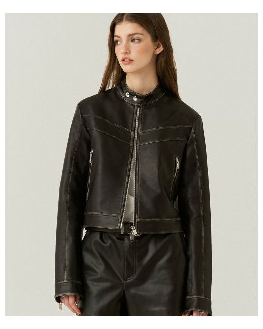 doffsept FAUX Leather Vintage Racer Jacket