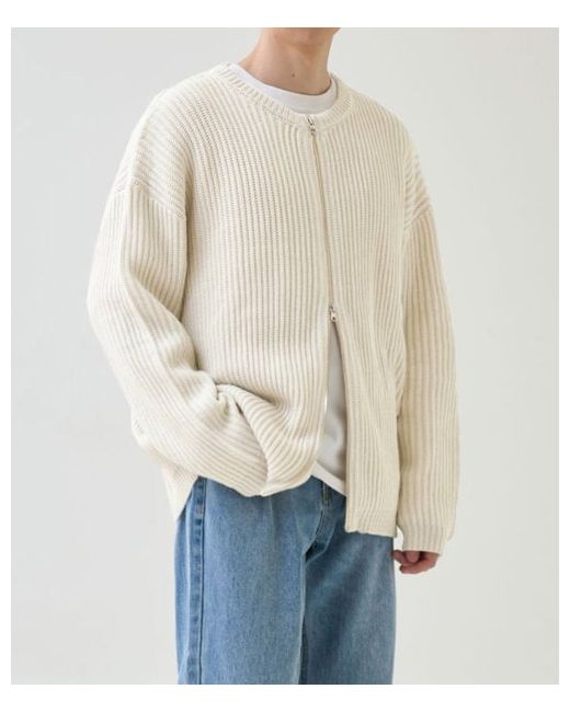 excontainer EXC 2WAY minimal zip-up knit IVORY