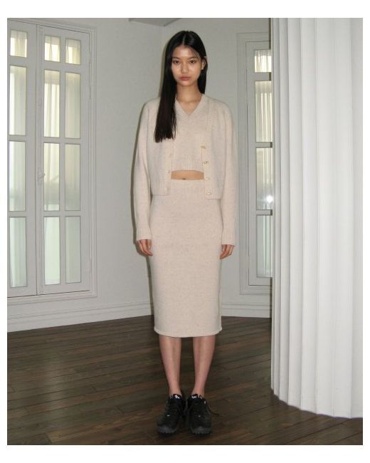 sinoon Wool Blended Long Skirt Ivory