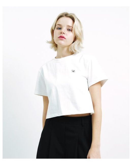 saltandchocolate SAC Logo Overfit Cropped T-shirt Ivory 4W2311002