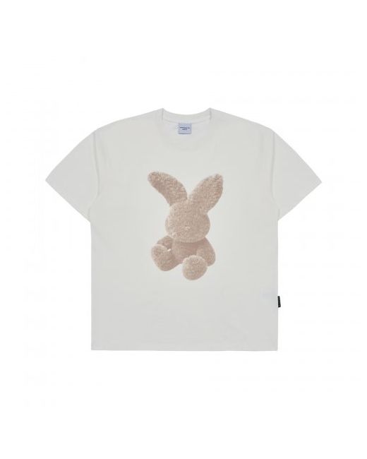 acmedelavie Cream Fuzzy Rabbit Short Sleeve T-Shirt