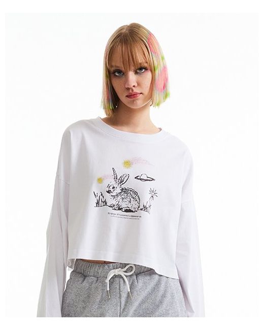kirsh Witty Bunny Sketch Cropped T-Shirt