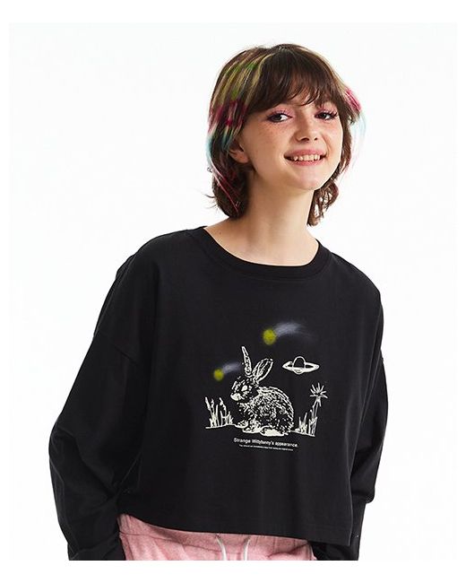kirsh Witty Bunny Sketch Cropped T-Shirt