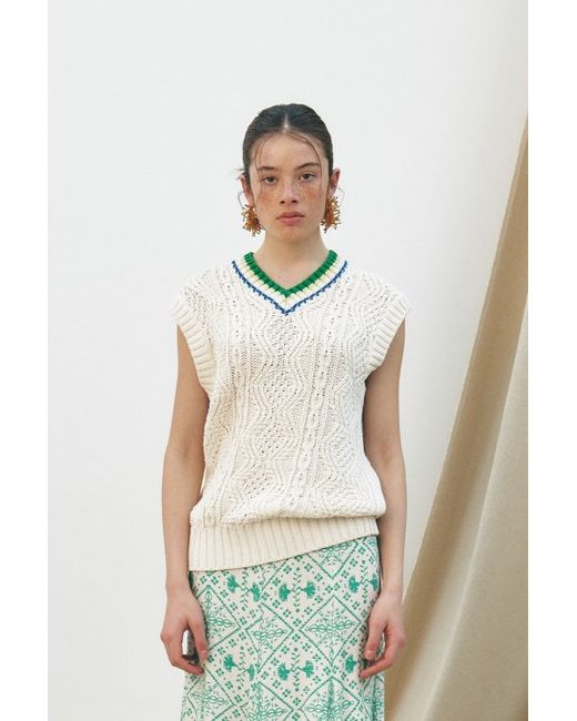 kume Block Oversized Knitted Vest Ivory