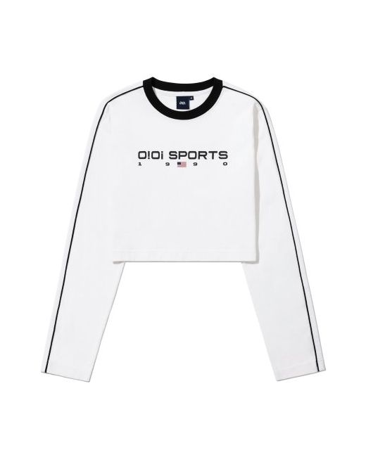 5252byoioi 1990 Sports Cropped Long Sleeve T-ShirtWhite