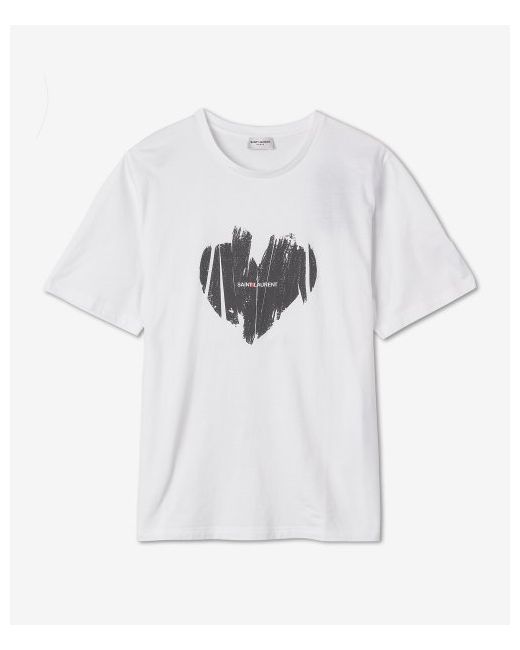 saintlaurent Logo Heart Short Sleeve T-Shirt 615522YBSO29744