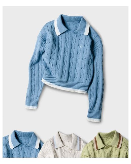 placestudio Matching Round Overfit Collar Cable Knit Pullover