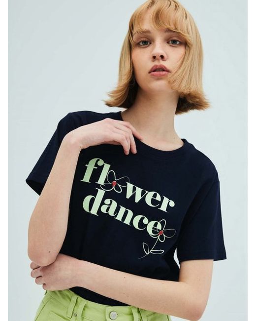 openingsunshine Flower Dance Short Sleeve T-shirtNavy