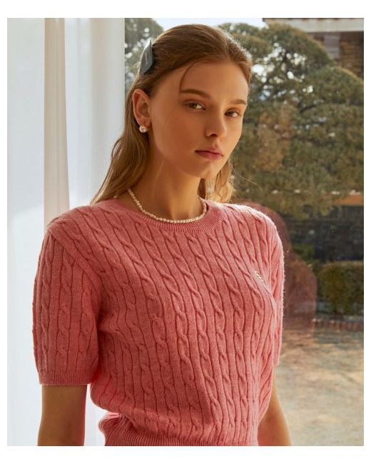 anoetic Cashmere Cable Half Knitpink
