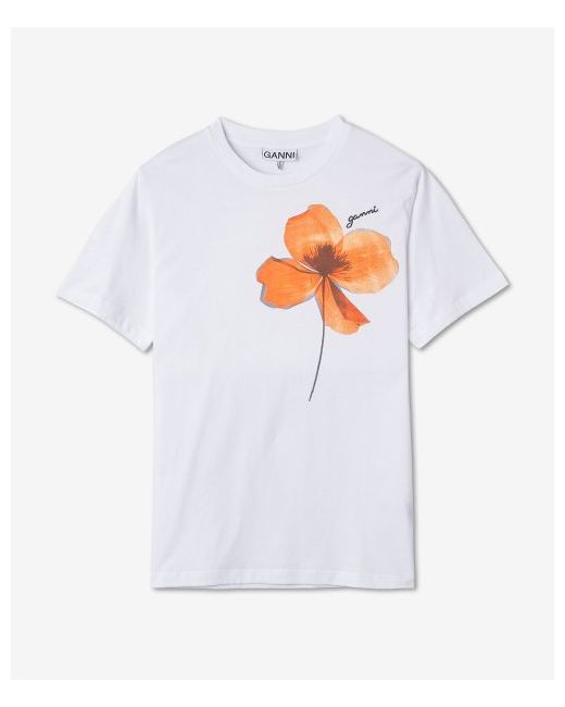 Ganni Logo Flower Short Sleeve T-Shirt T3254151