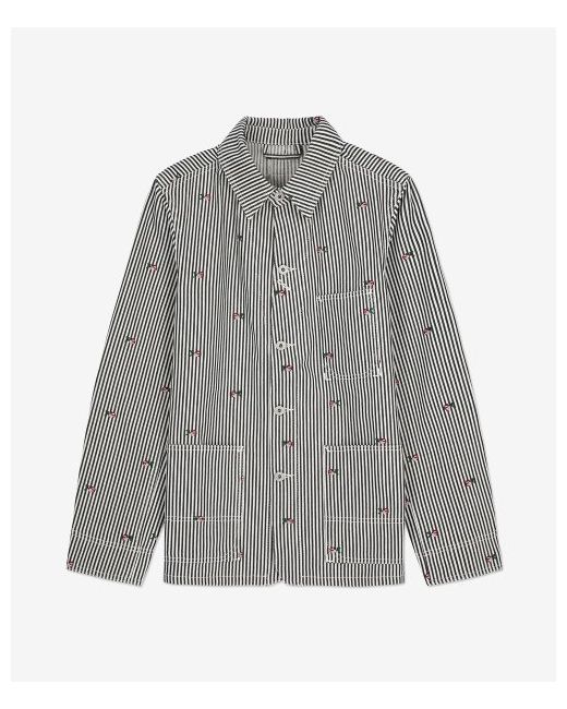 Kenzo Pixel Stripe Denim Workwear Jacket Rinse FD55DV1026J1DM